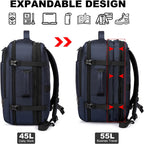 Erweiterbarer Reiserucksack 45-55L mit Laptopfach – Wasserdicht -    Zorenza