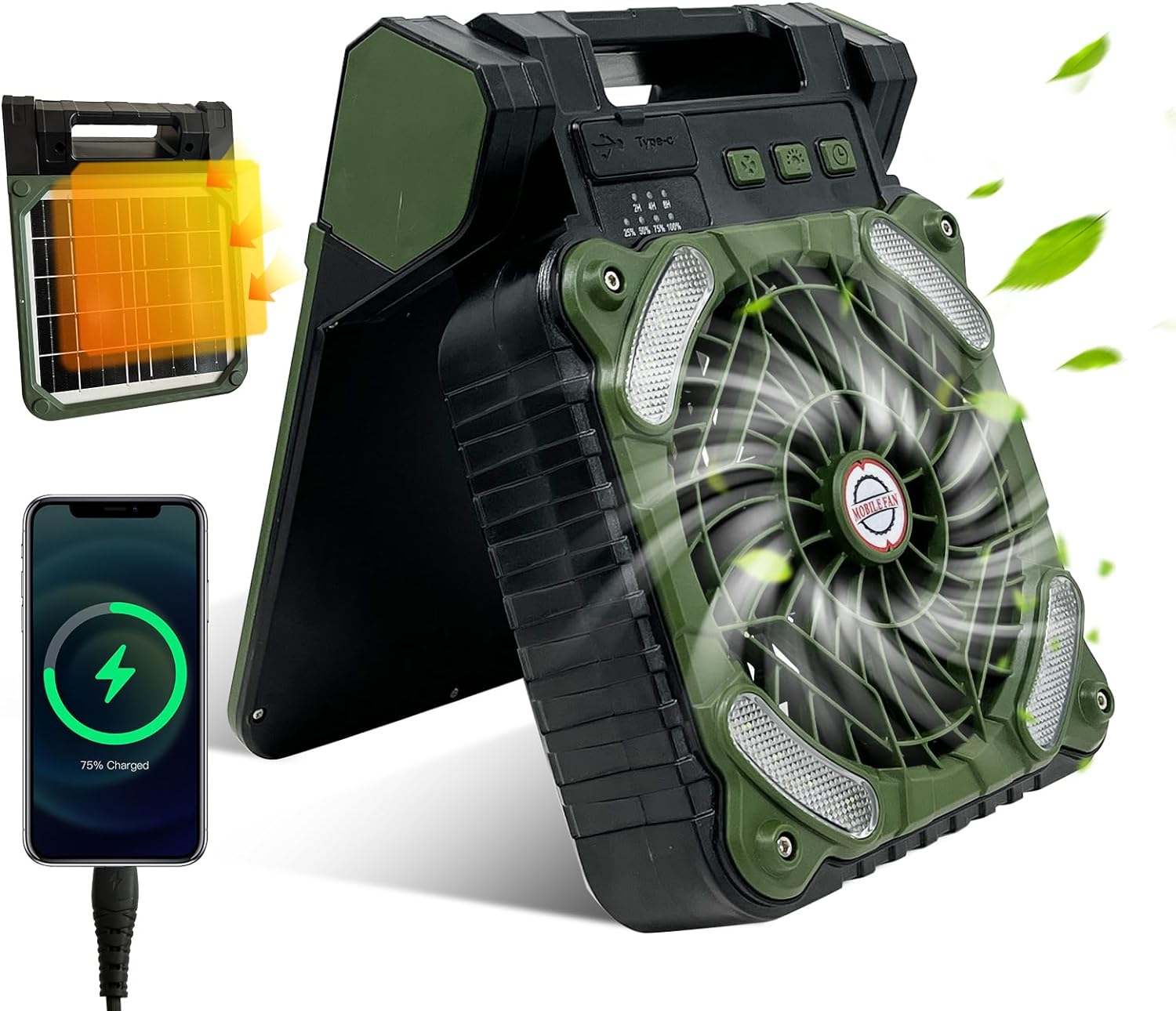 Solar-Ventilator mit LED-Licht und Powerbank -    Zorenza