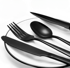 Besteck-Set Schwarz 24-teilig – Mattes Edelstahl, spülmaschinenfest -    Zorenza