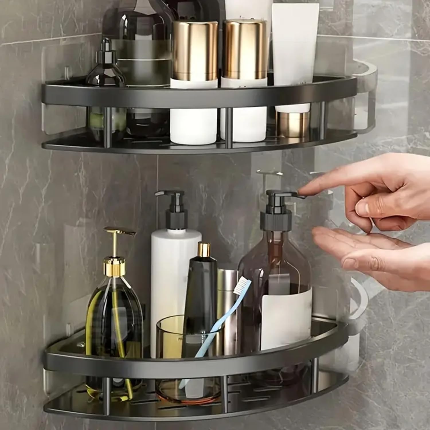 Eckregal Aluminium ohne Bohren für Dusche und Bad -    Zorenza