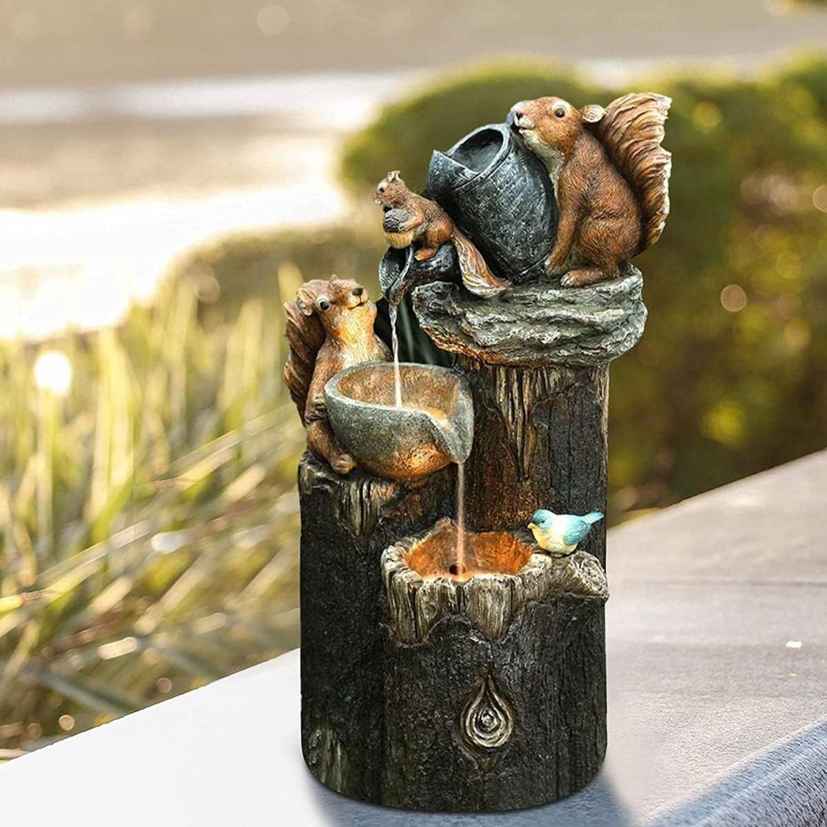 Solar-Tischbrunnen mit Tierfigur & LED-Beleuchtung – kompakt für Garten & Balkon -    Zorenza