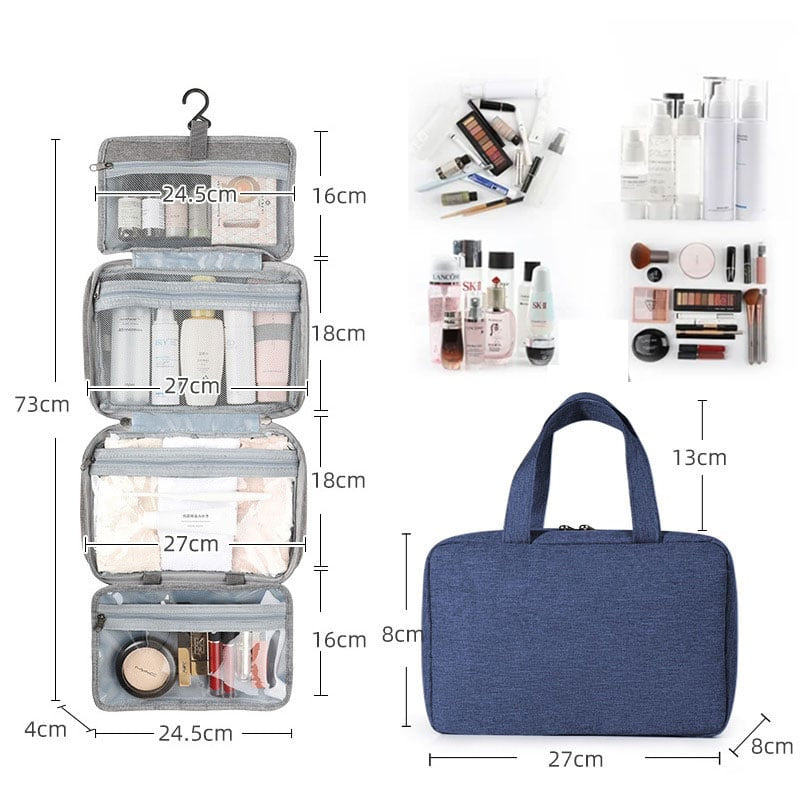 Kulturtasche zum Aufhängen mit 4 Fächern und wasserdichtem Material -    Zorenza