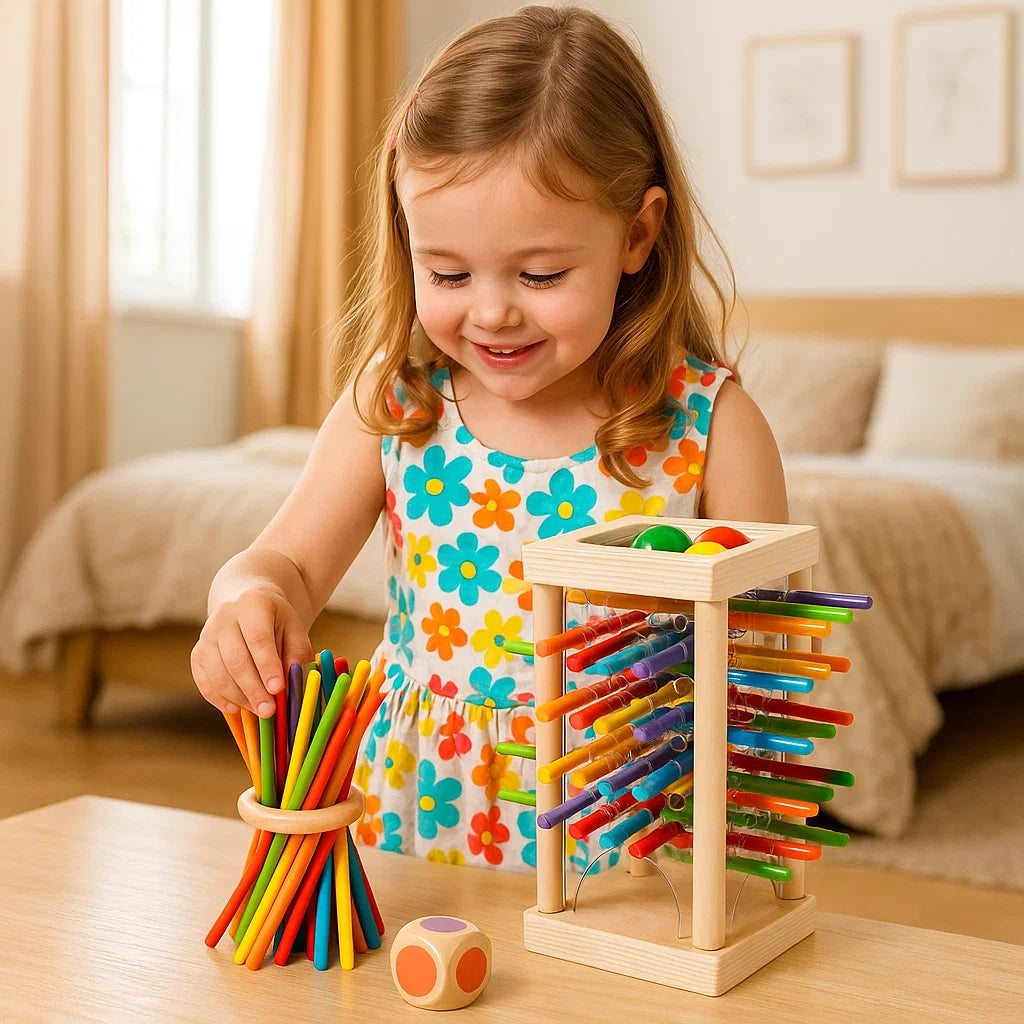 3-in-1 Holzstäbchen-Stapelspiel – Fähigkeitsentwicklung - Zorenza