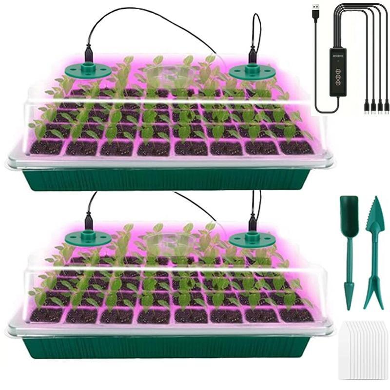 Anzuchtschalen-Set mit LED-Pflanzenlampe und Feuchtigkeitshaube – 4er-Set Zorenza