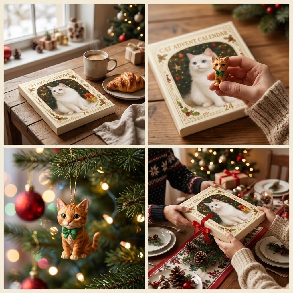 Katzen-Adventskalender mit 24 Katzenfiguren zum Aufhängen – für Katzenliebhaber -    Zorenza