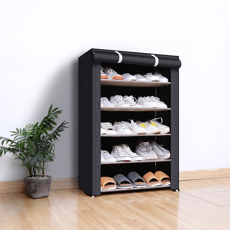 Schuhschrank mit Stoffbezug und Stahlgestell – 6 oder 8 Ebenen Zorenza