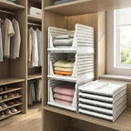 Kleiderschrank-Organizer 3-stöckig aus Kunststoff stapelbar -    Zorenza