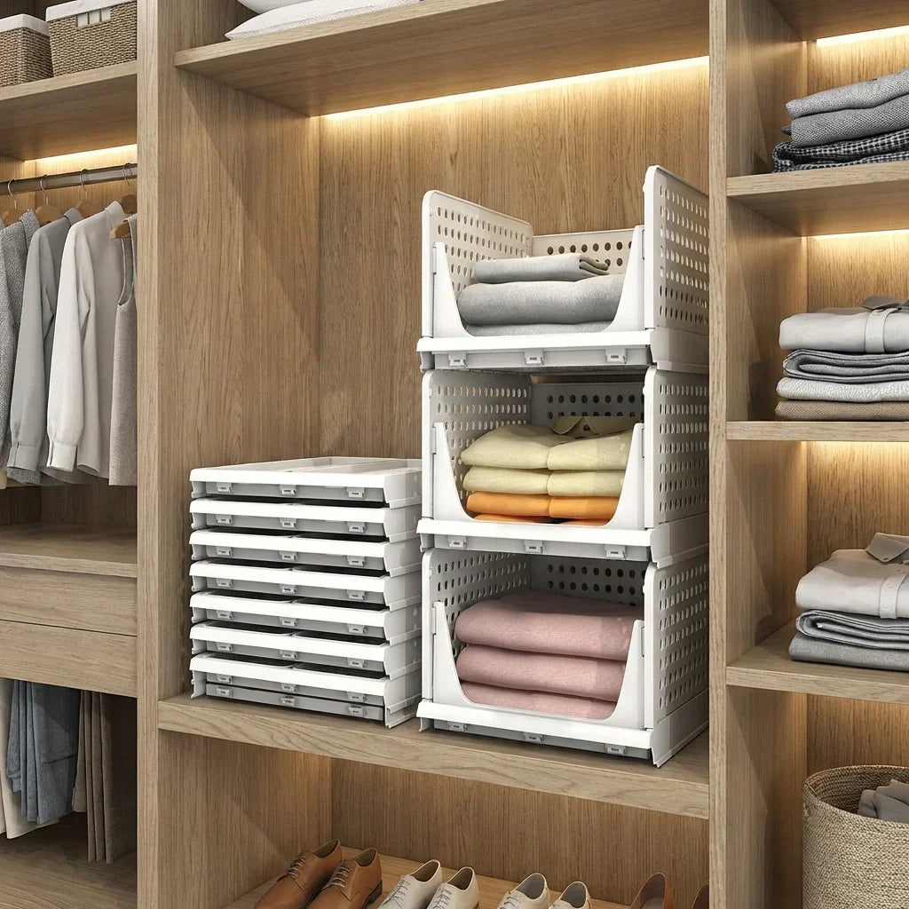 Kleiderschrank-Organizer 3-stöckig aus Kunststoff stapelbar -    Zorenza