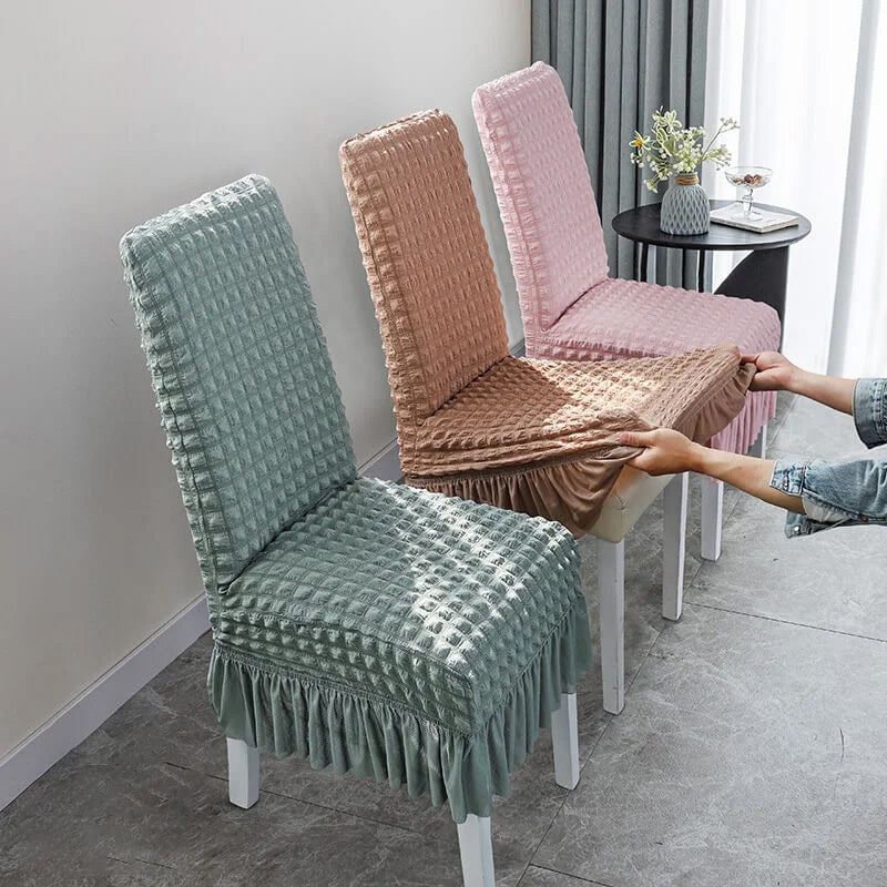 Stuhlhussen mit Rüschenvolant – Jacquard-Velours -    Zorenza