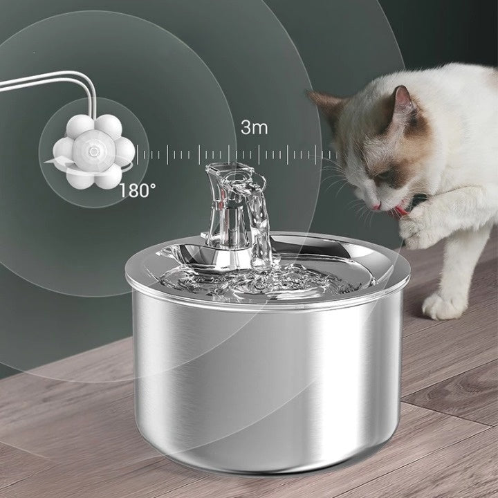 Katzen-Trinkbrunnen Edelstahl mit Sensor & 4-fach Filterung -    Zorenza