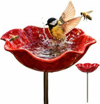 Vogeltränke Blütenform Metall – Wetterfest für Garten und Terrasse -    Zorenza
