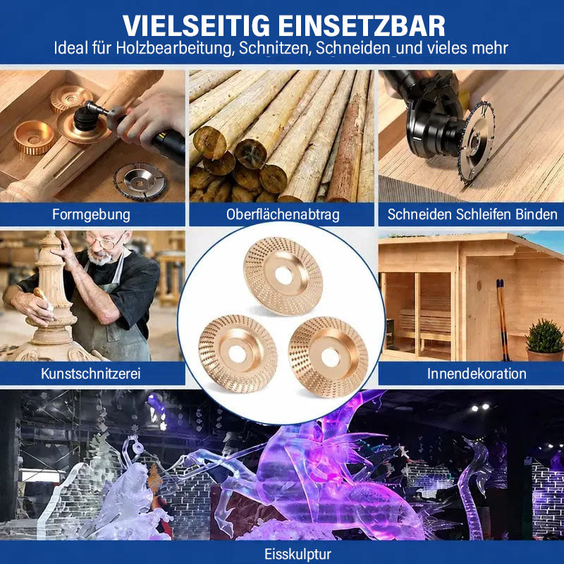 Holzschleifscheiben-Set für Winkelschleifer – 3 Formen -    Zorenza