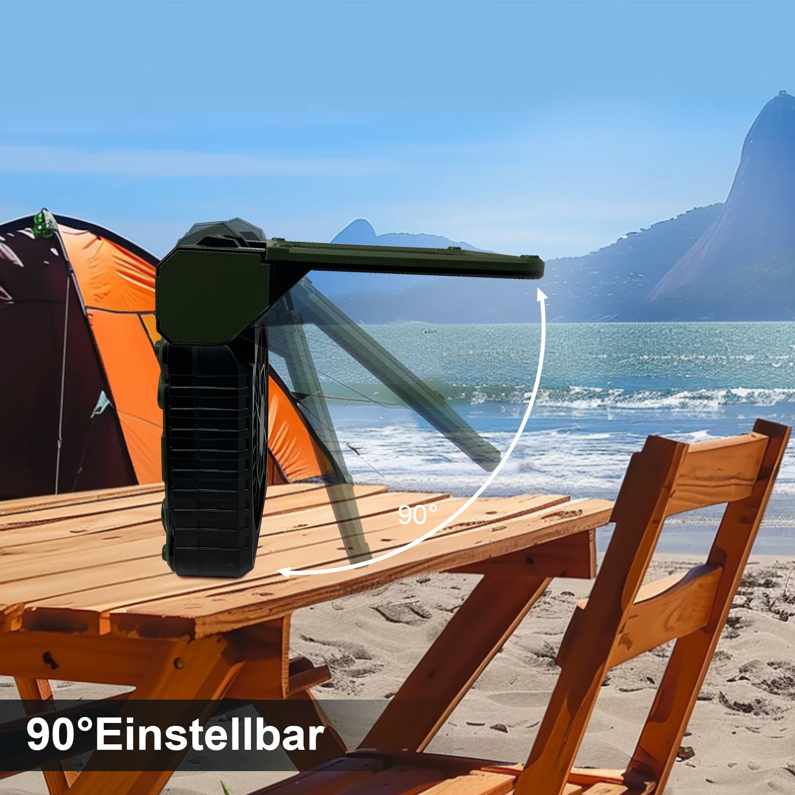 Solar-Ventilator mit LED-Licht und Powerbank -    Zorenza
