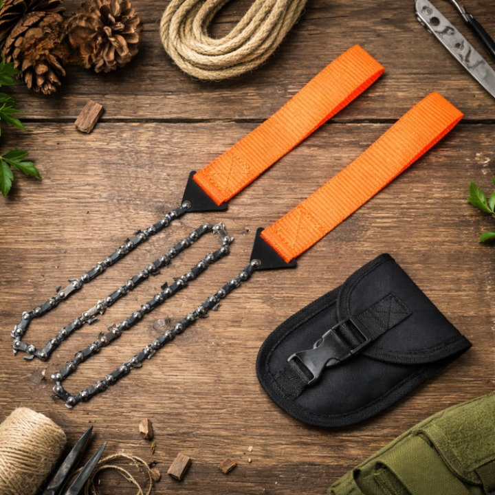 Survival-Kettensäge mit Feuerstarter – Kompakt & Klappbar Zorenza