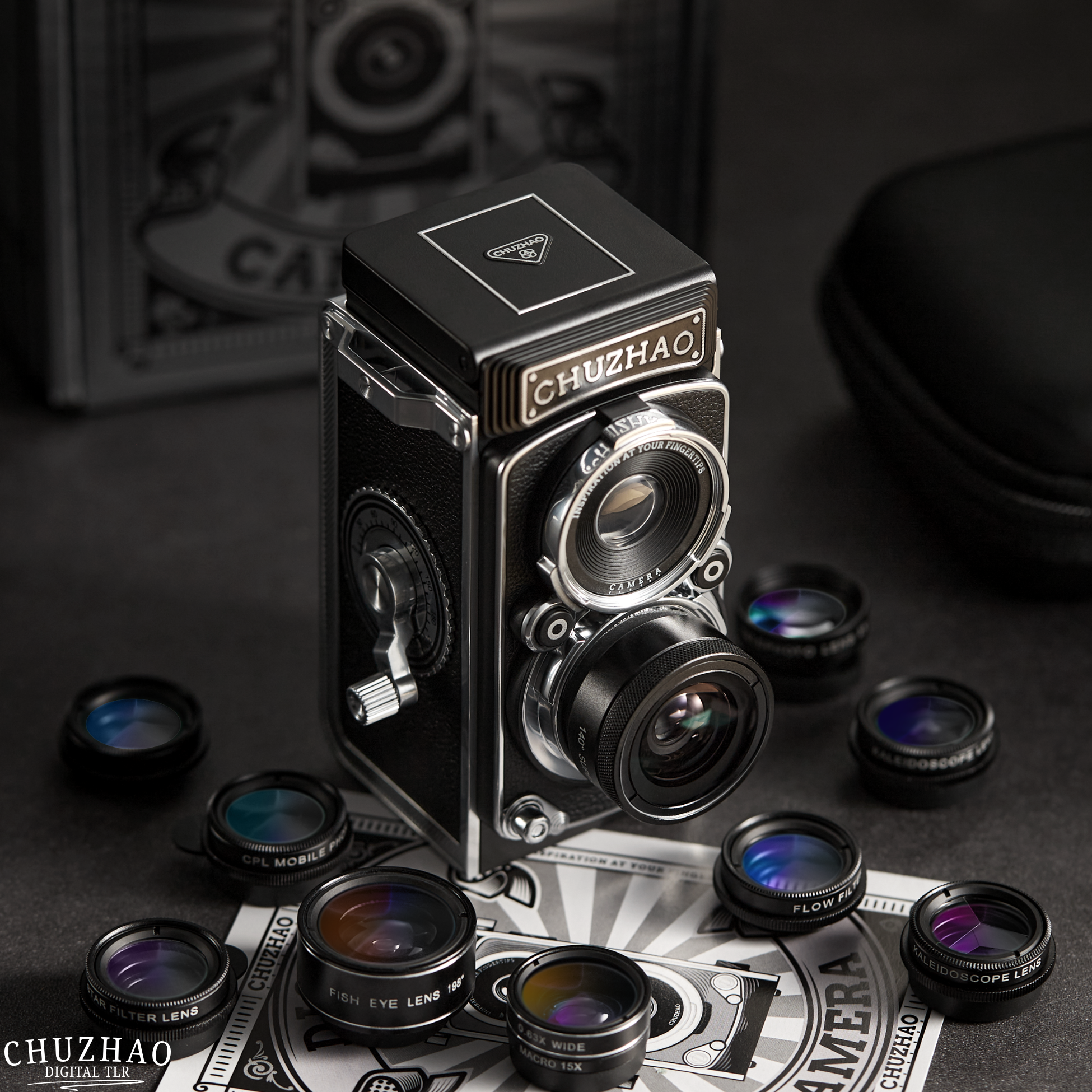 12MP-Digitalkamera Vintage-TLR-Design – 10-Objektiv-Set - Zorenza