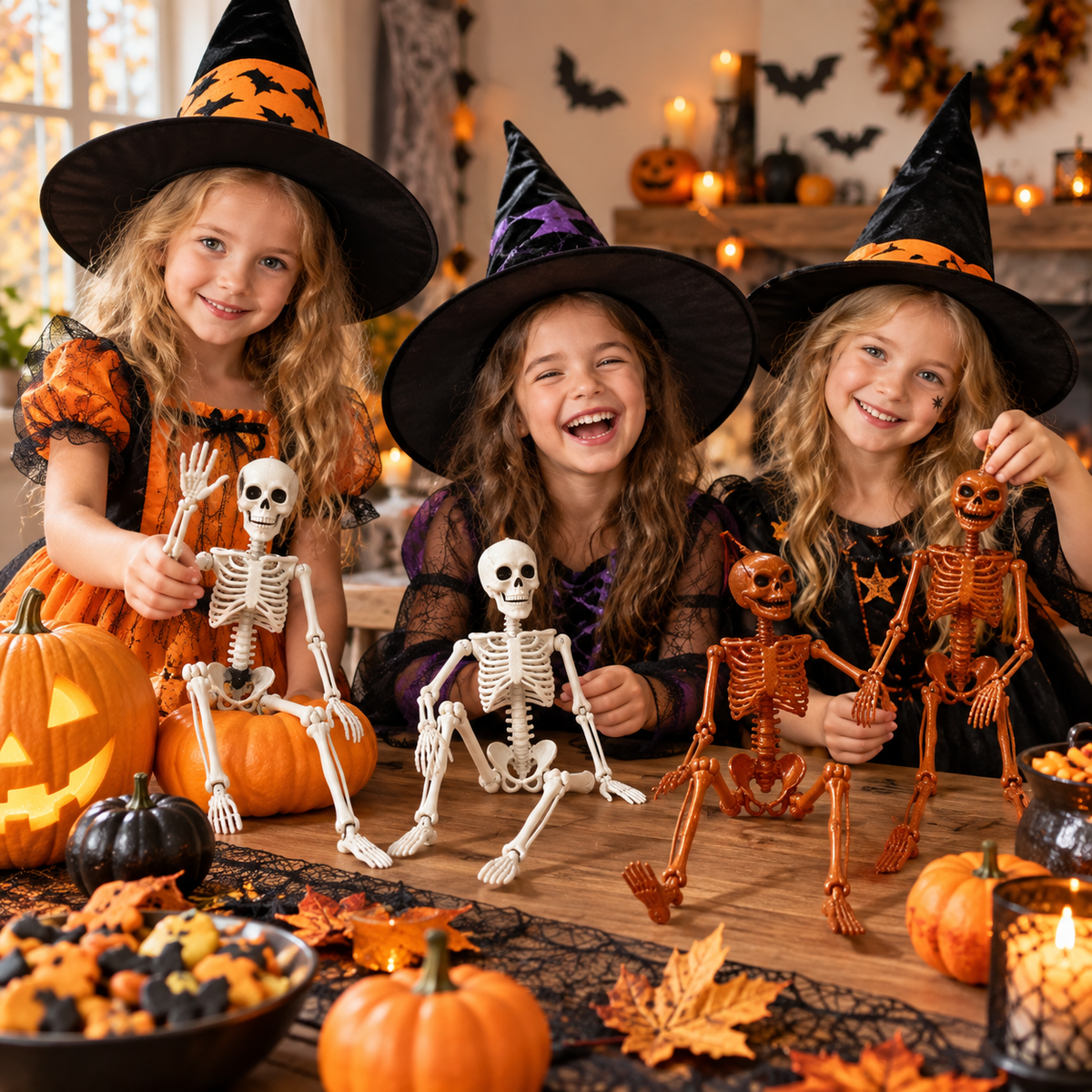 Halloween-Skelett 40 cm beweglich – Deko für Garten und Innenbereich -    Zorenza