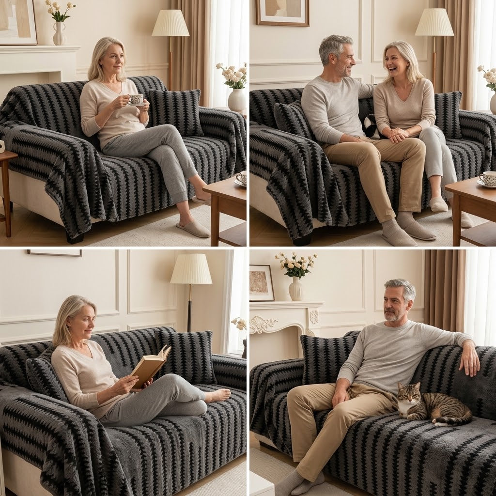 Sofaüberwurf Plüsch rutschfest -    Zorenza