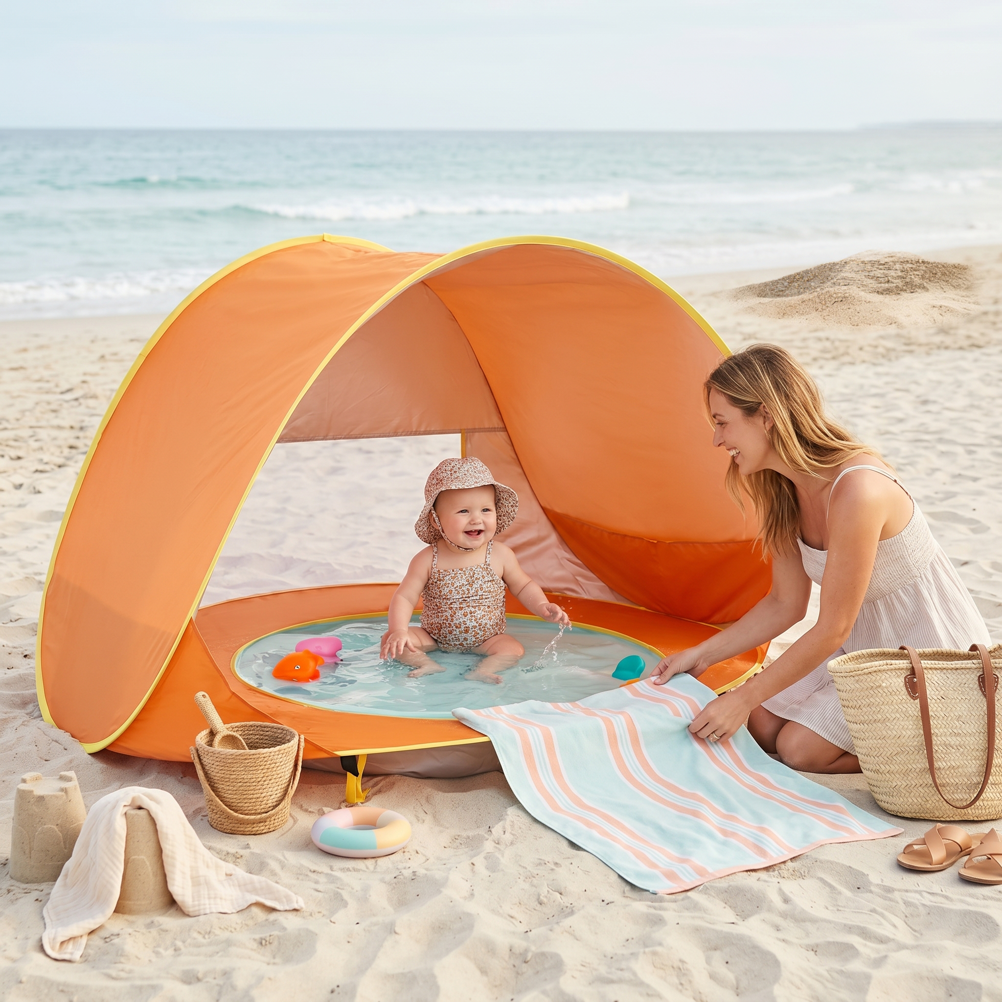 Baby-Strandzelt mit integriertem Planschbecken und UPF 50 -    Zorenza