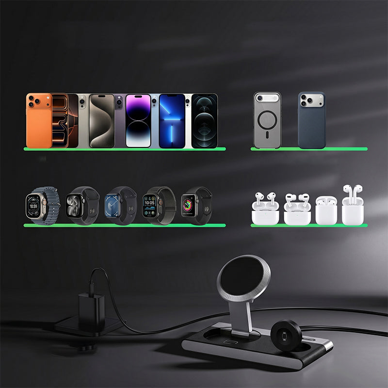 Wireless Ladestation 3-in-1 faltbar magnetisch für Smartphone -    Zorenza