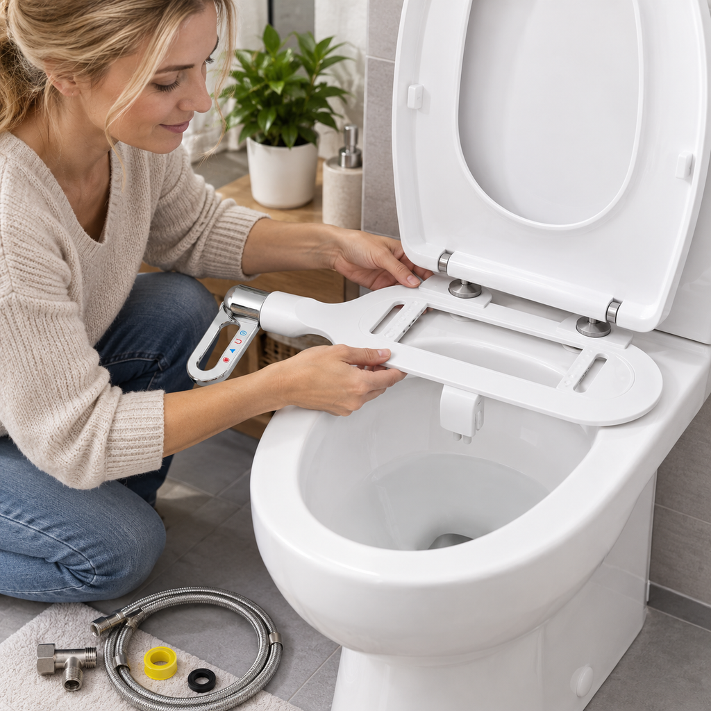 Bidet-Aufsatz Edelstahl mit Doppeldüse für WC -    Zorenza