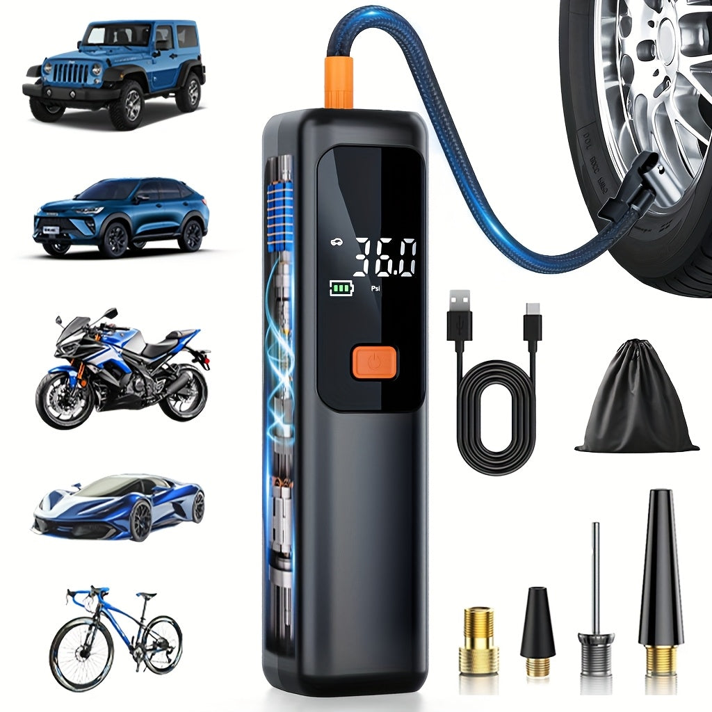 Akku-Kompressor mit LCD-Display für Auto, Fahrrad und Motorrad -    Zorenza
