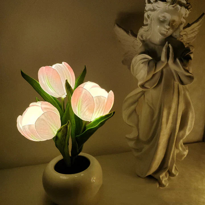 Tulpen-LED-Tischlampe im Keramiktopf – Warmes Dekorlicht Zorenza