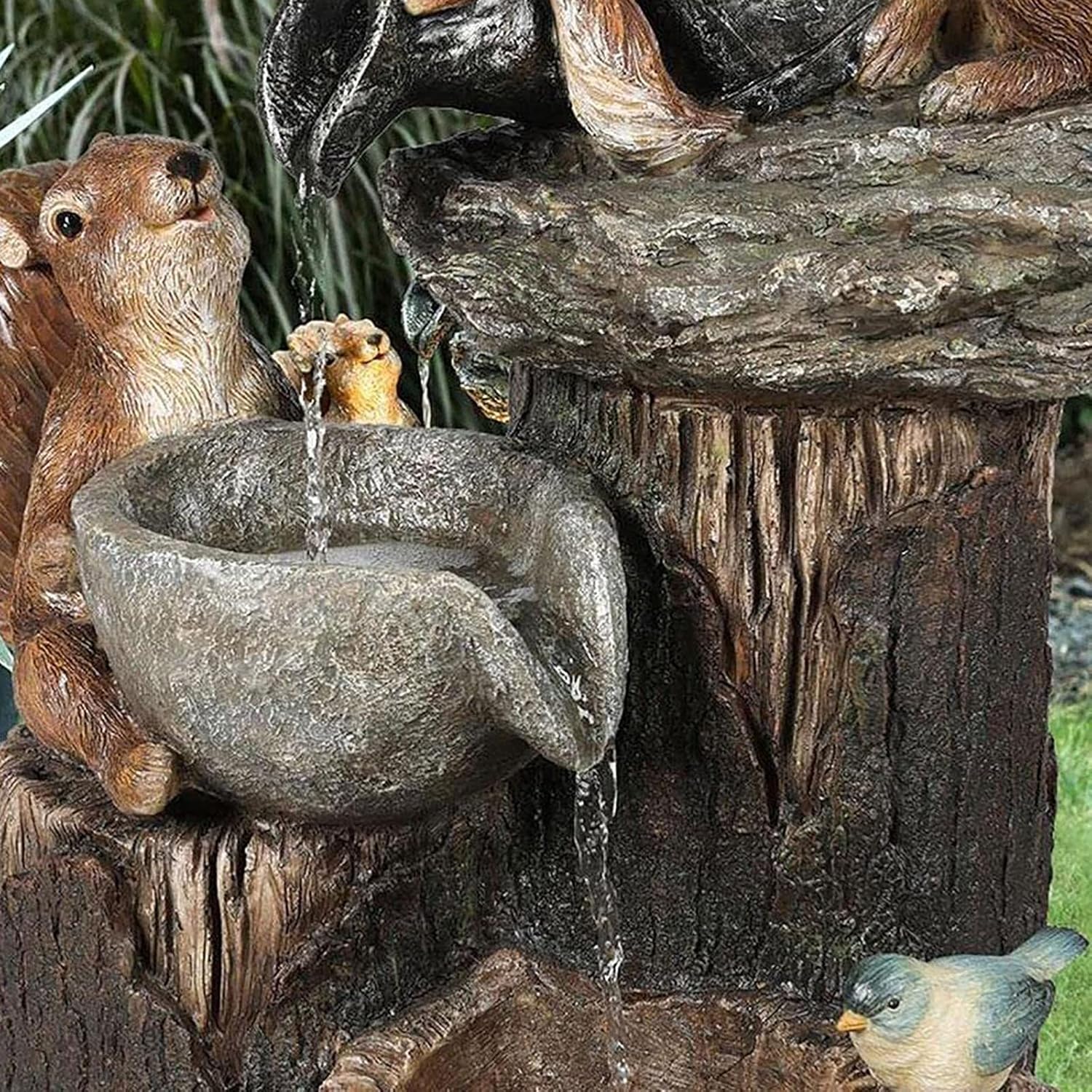 Solar-Tischbrunnen mit Tierfigur & LED-Beleuchtung – kompakt für Garten & Balkon -    Zorenza