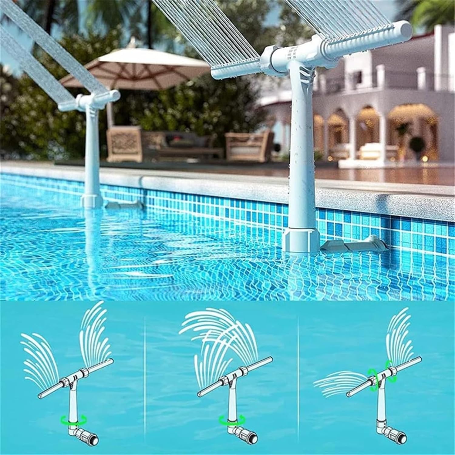 RGB-LED-Poolbrunnen Solar – Doppelbogen, App & Fernbedienung -    Zorenza