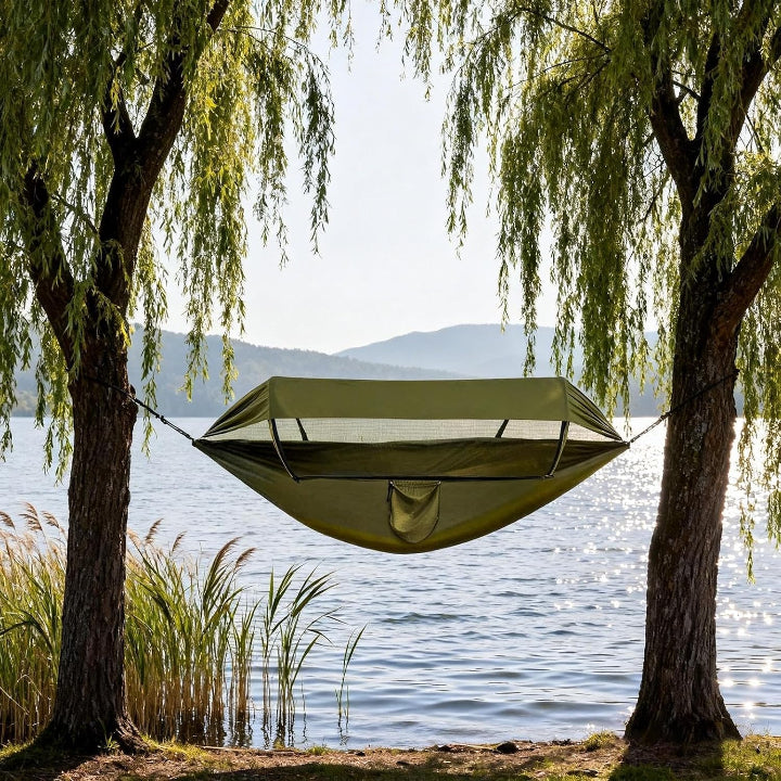 Outdoor-Hängematte mit Moskitonetz und Sonnenschutz -    Zorenza