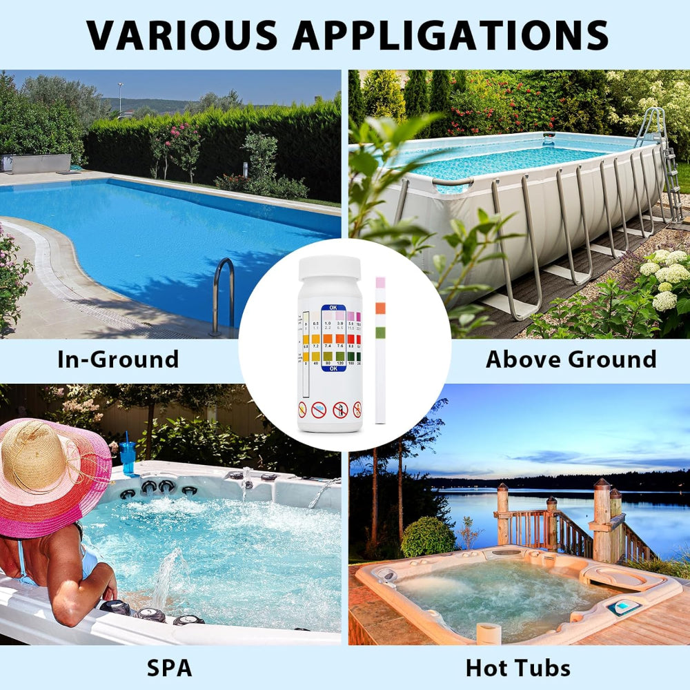 Pool-Teststreifen 3-in-1 für Chlor, pH-Wert und Alkalinität -    Zorenza