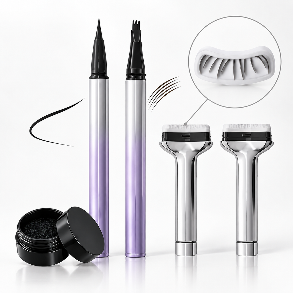 3-in-1 Augen-Make-up-Set mit Wimpernstempel für untere Wimpern, Eyeliner & Augenbrauenstift -    Zorenza