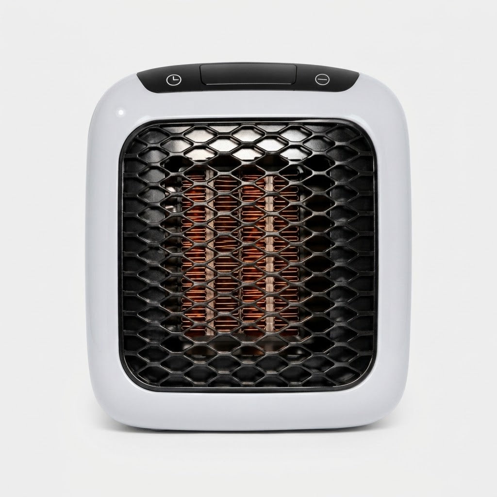 Steckdosen-Heizlüfter mit Fernbedienung, Thermostat 15–32 °C und Display -    Zorenza