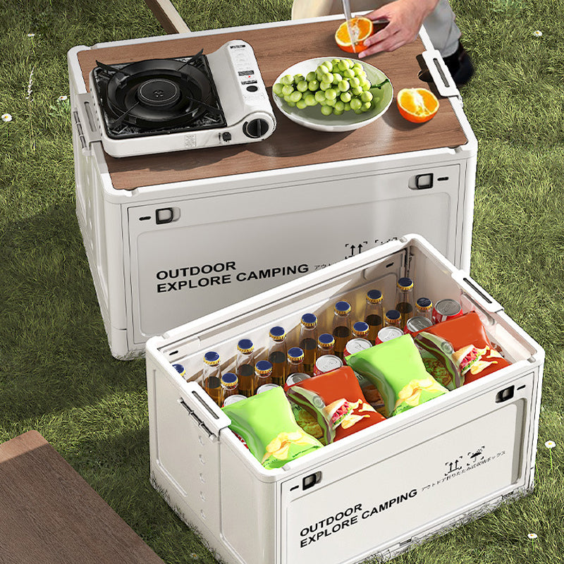Klappbox mit Holzdeckel für Camping und Haushalt -    Zorenza