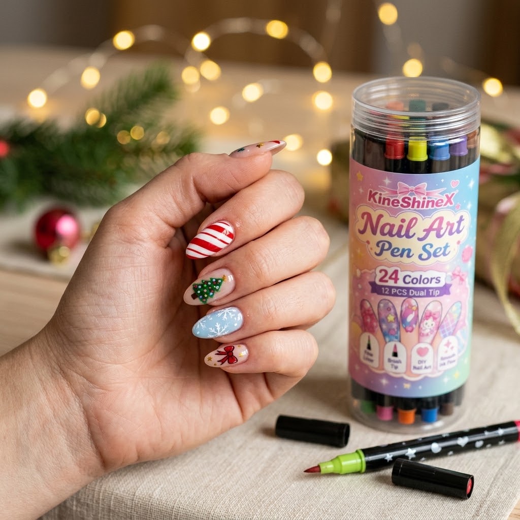 Nail-Art-Stifte Set mit Doppelspitze – 12 Stifte, 24 Farben -    Zorenza