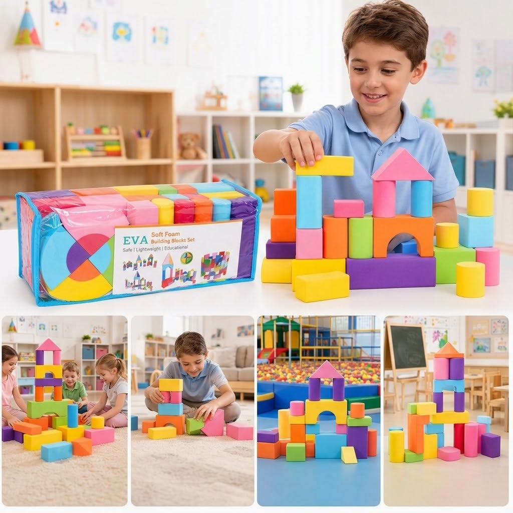 Schaumstoff Bausteine Set EVA-Schaum weich für Kinderzimmer -    Zorenza