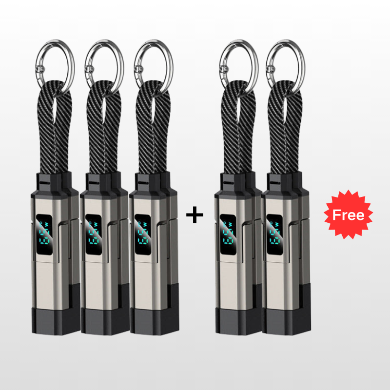 Ladekabel 4-in-1 mit Digital-Display und Schlüsselanhänger -    Zorenza