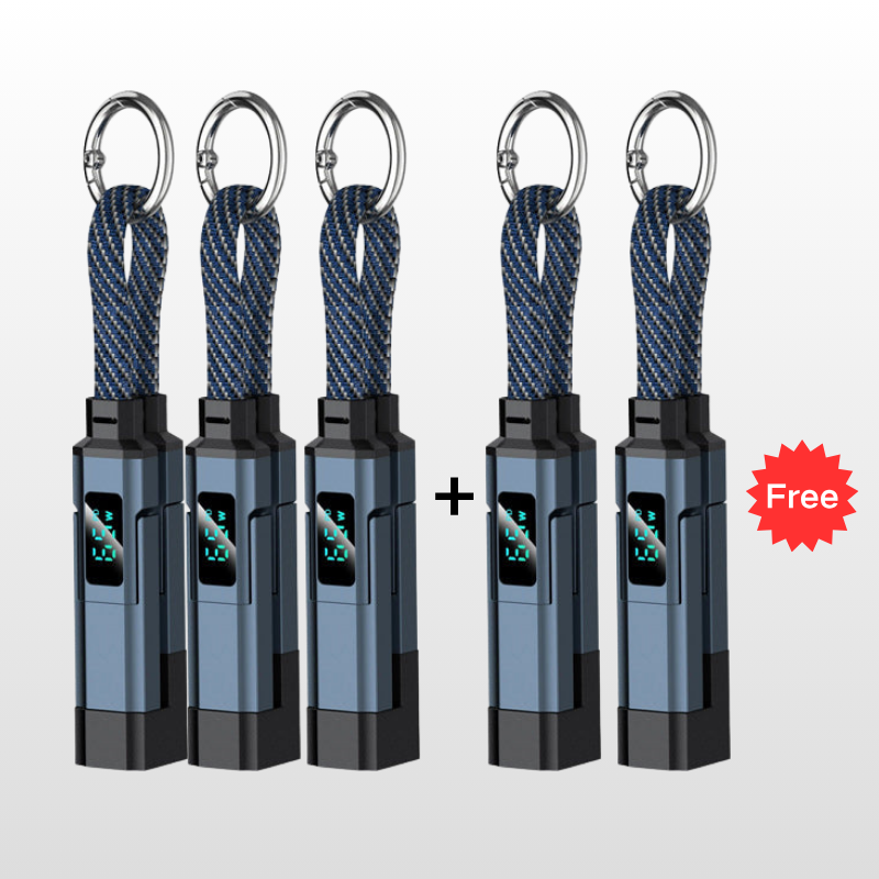 Ladekabel 4-in-1 mit Digital-Display und Schlüsselanhänger -    Zorenza