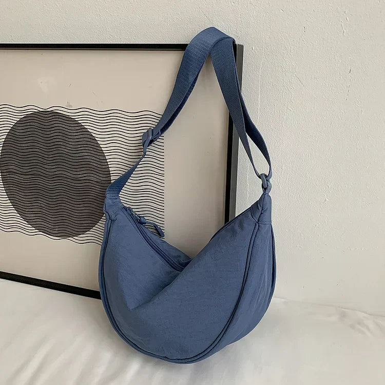 Schultertasche Stoff mit verstellbarem Gurt – Halbmond-Design -    Zorenza
