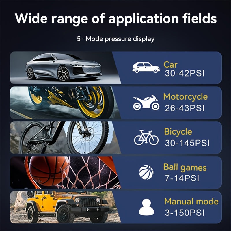 Akku-Kompressor mit LCD-Display für Auto, Fahrrad und Motorrad -    Zorenza