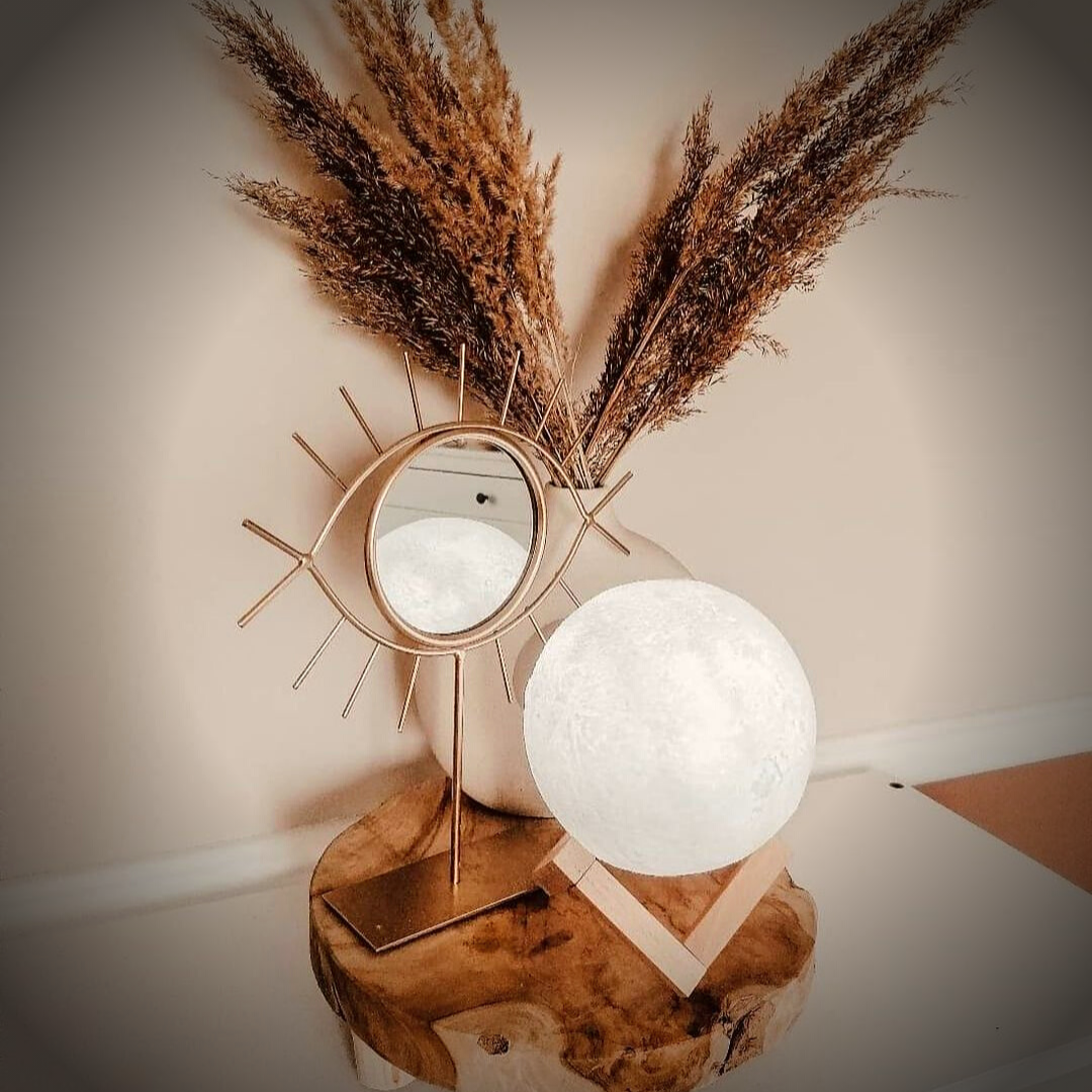 Mondlampe mit Touch-Steuerung und Holzständer -    Zorenza