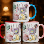 Keramiktasse mit Häkel-Motiven -    Zorenza