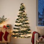 Wand-Weihnachtsbaum mit LED-Lichterkette, batteriebetrieben ohne Steckdose -    Zorenza