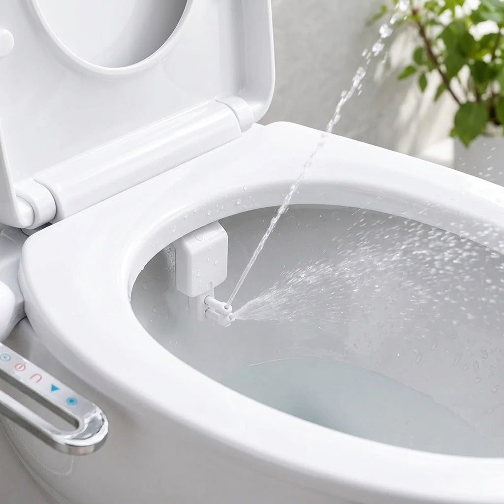 Bidet-Aufsatz für WC mit Doppeldüse, selbstreinigend und ohne Strom -    Zorenza