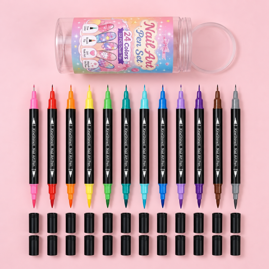 Nail-Art-Stifte Set mit Doppelspitze – 12 Stifte, mit Wasser abwaschbar -    Zorenza