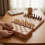 Schachspiel Holz faltbar mit Zusatzdamen -    Zorenza