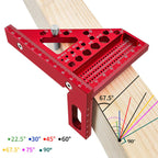 Aluminium Woodworking Square with Drill Guide Holes – 90° and 45° Zorenza