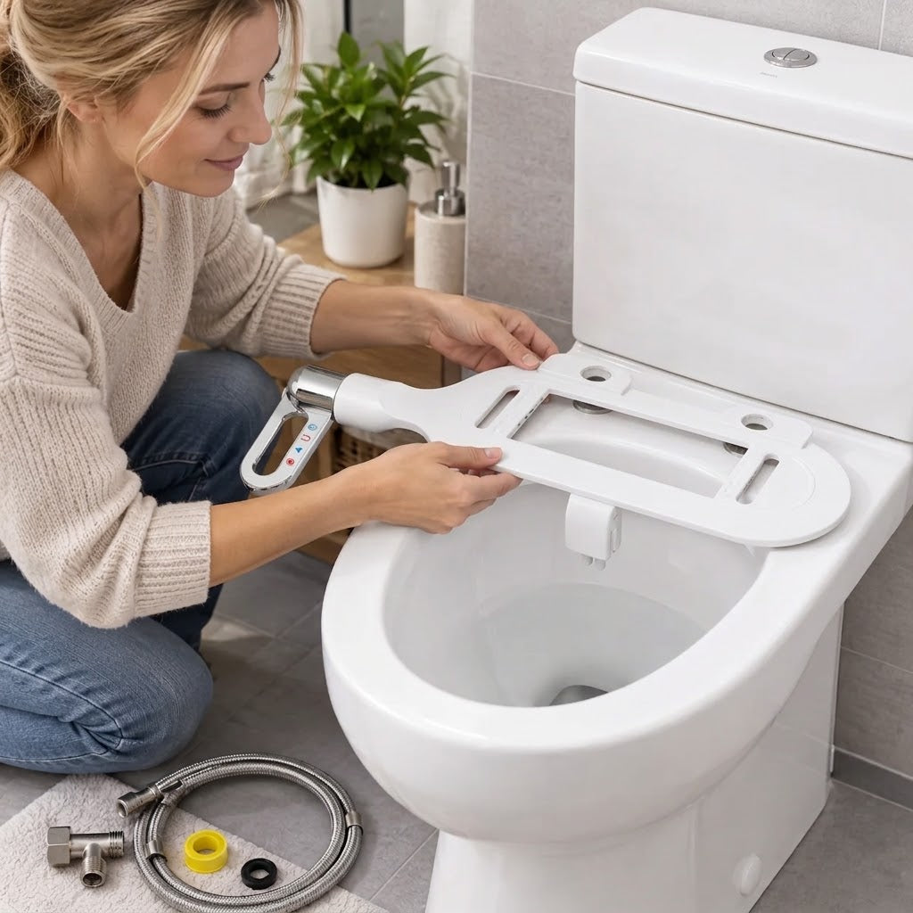 Bidet-Aufsatz Edelstahl mit Doppeldüse für WC -    Zorenza