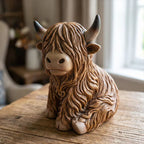 Highland-Kuh Nachtlicht aus Resin – Dekorative Lampe mit warmem Bernsteinlicht Zorenza