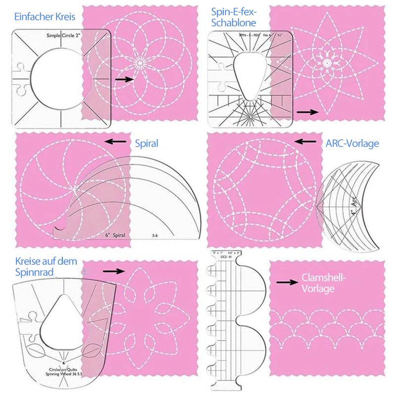 Quilt-Schablonen-Set Acryl – Professionelle Nähvorlagen für Patchwork -    Zorenza