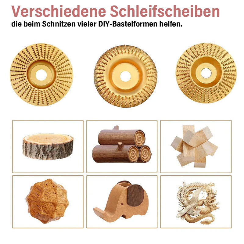 Holzschleifscheiben-Set für Winkelschleifer – 3 Formen -    Zorenza